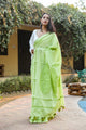 Mint Green Applique Work Cotton with Unstitched Blouse