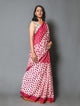 Magenta Block Batik Print Mul Cotton Saree with Blouse