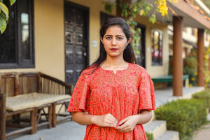 Peach Jaal Print Short Dress