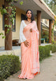 Peach Applique Work Cotton Saree with Blouse Piece