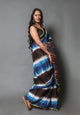 Black & Turquoise Strip Block Print Mul Cotton Saree with Blouse