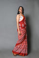 Red Pasely Block Butta, Jaal Print Mul Cotton Saree with Blouse
