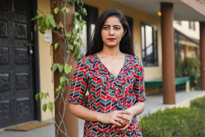Red Discharge Print Twin Set