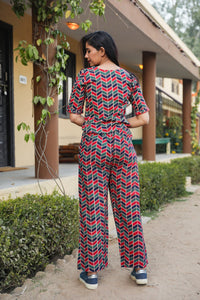 Red Discharge Print Twin Set
