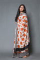 Orange & Black Batik Box Block Print Mul Cotton Saree with Blouse