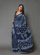 Indigo Blue Jaipuri Block Butti Print Mul Cotton Sari with Blouse