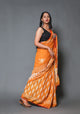 Mustard Dragon & Pasely Block Print Mul Cotton Saree with Blouse