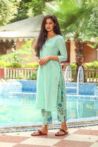 Sea Green Printax Solid Kurta