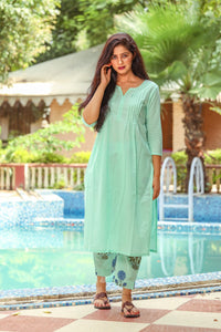 Sea Green Printax Solid Kurta