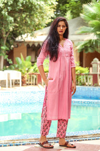 Pink  Printax Solid Kurta