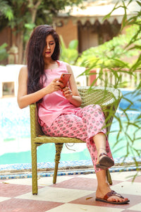 Baby Pink Up- down Kurta Set