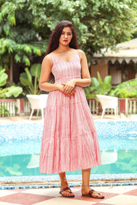Pink Geometric Block Print Tyre Dress