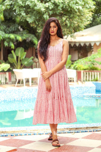 Pink Geometric Block Print Tyre Dress