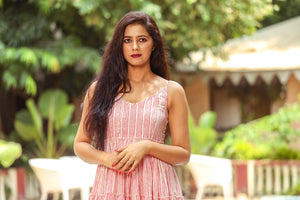 Pink Geometric Block Print Tyre Dress