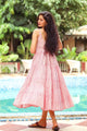 Pink Geometric Block Print Tyre Dress