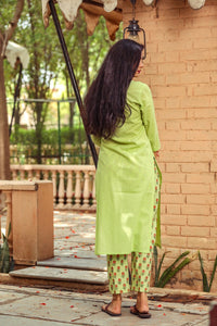 Pista Green Printax Solid Kurta