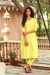 Yellow Printax Solid Kurta