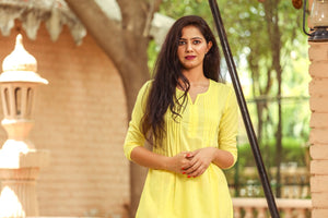 Yellow Printax Solid Kurta