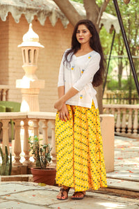 Yellow Bandhaj Palazzo Top Twin Set