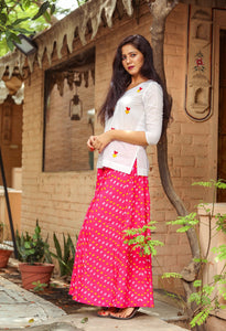Pink Bandhaj Palazzo Top Twin Set