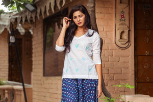 Blue Bandhani Palazzo Top Twin Set