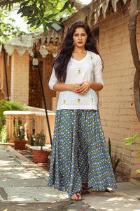 Grey Bandhaj Palazzo Top Twin Set