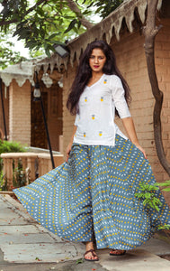 Grey Bandhaj Palazzo Top Twin Set
