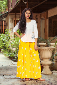 Yellow Large Bandhaj Palazzo Top Twin Set