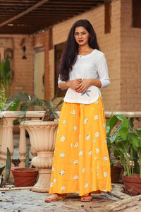 Yellow Large Bandhaj Palazzo Top Twin Set