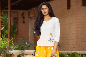 Yellow Large Bandhaj Palazzo Top Twin Set