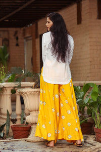 Yellow Large Bandhaj Palazzo Top Twin Set