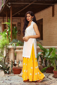 White Embroidery Kurta Palazzo Set
