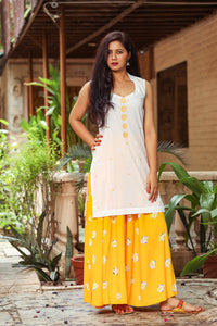 White Embroidery Kurta Palazzo Set