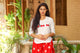 Red Large Bandhaj Rayon Palazzo Top Twin Set