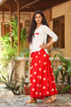 Red Large Bandhaj Rayon Palazzo Top Twin Set