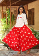 Red Large Bandhaj Rayon Palazzo Top Twin Set