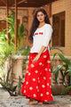Red Large Bandhaj Rayon Palazzo Top Twin Set