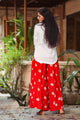 Red Large Bandhaj Rayon Palazzo Top Twin Set