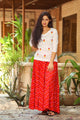 Red Heart Embroidery Motif White Top