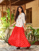 Red Heart Embroidery Motif White Top