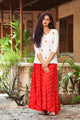 Red Heart Embroidery Motif White Top