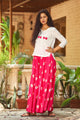 Pink Embroidery Motif White Top