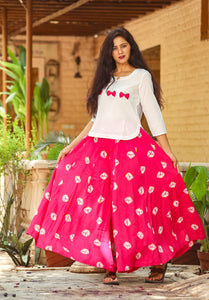 Pink Large Bandhaj Palazzo Top Twin Set
