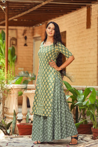 Olive Discharge Print Twin Set