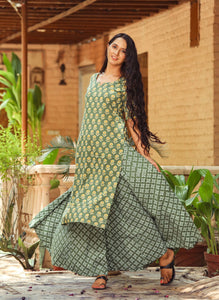Olive Discharge Print Twin Set