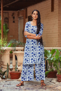 Indigo Jaal Print Twin Set