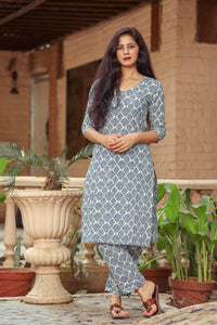 Indigo Checker Print Twin Set