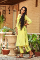 Mango Yellow Printax Solid Kurta