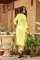 Mango Yellow Printax Solid Kurta