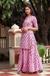 Pink Handblock Butti Print Twin Set